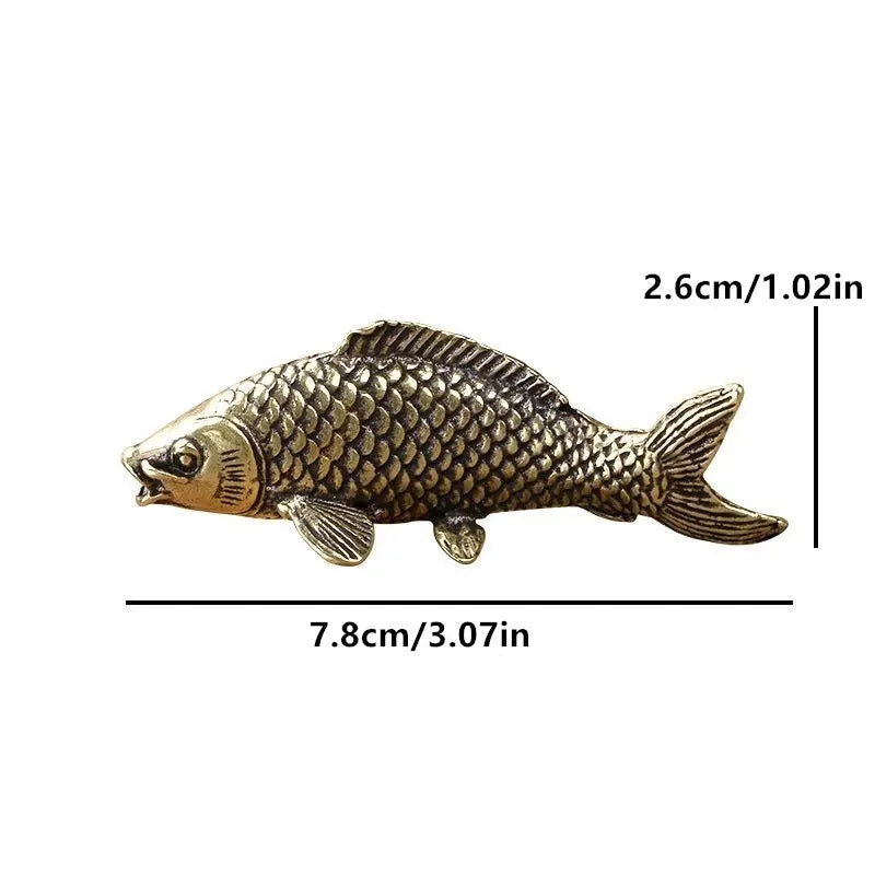 Retro Brass Carp Fish Figurine – Feng Shui Copper Ornament Brass Figurine Ornament Babs A