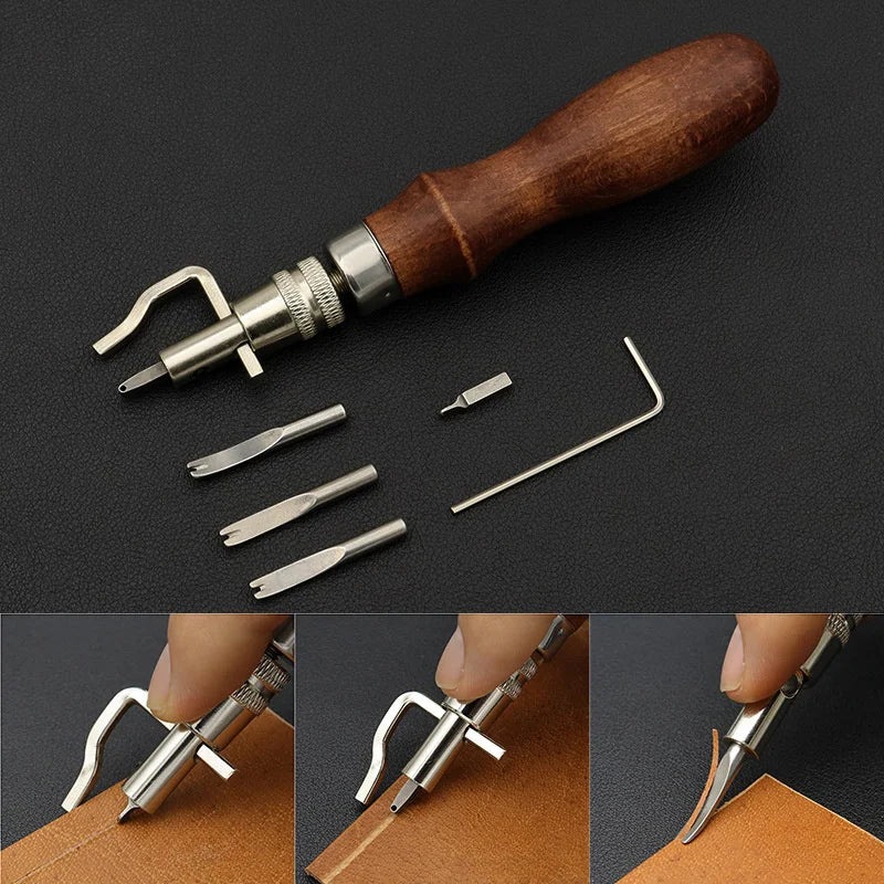 7-in-1 Leather Edge Tool Set – Groover, Creaser & Slotter Leather Craft Tool Set Babs
