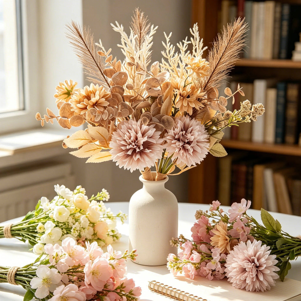 Silk Artificial Chrysanthemum Bouquet – Wedding & Home Decor Artificial Silk Flowers Babs