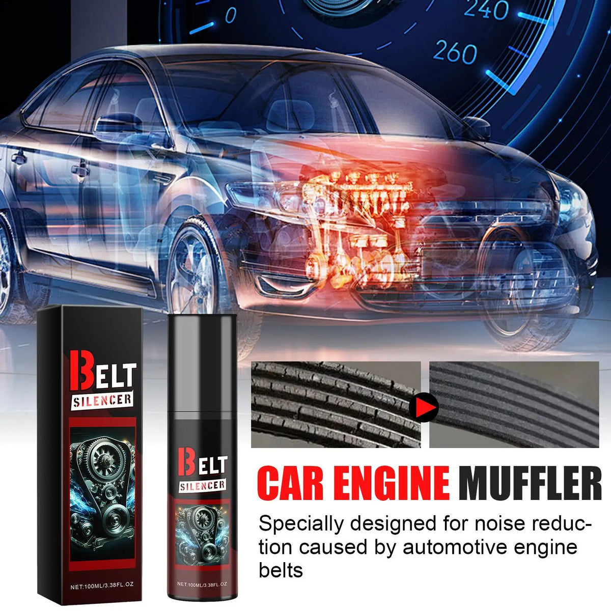 100ml Car Belt Dressing Spray – Quiets Belts & Extends Life Belt Dressing Spray Babs