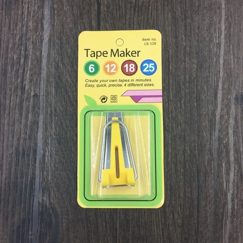 Fabric Bias Tape Maker Set – 4 Sizes 6mm 12mm 18mm 25mm Bias Tape Maker Babs Yellow 12 mm