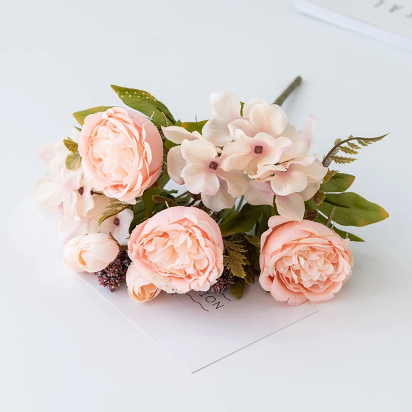 Silk Peony Hydrangea Artificial Flowers – Wedding & Home Décor Artificial Silk Flowers Babs color 9 1 pc