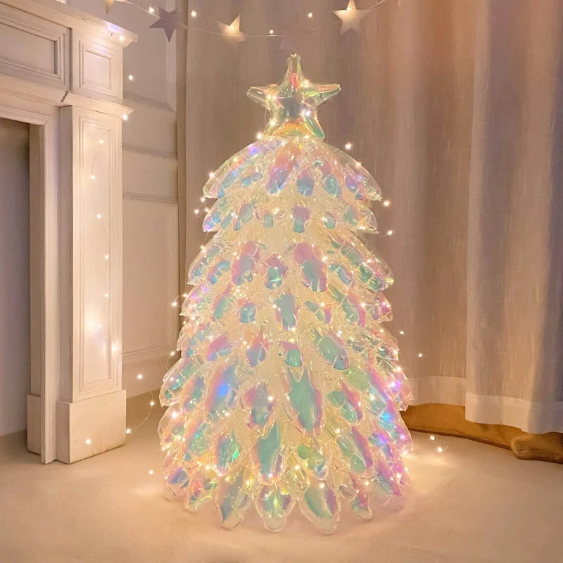 4D Rainbow Chrome Christmas Tree Foil Balloon 92x54cm Christmas Foil Balloon Babs