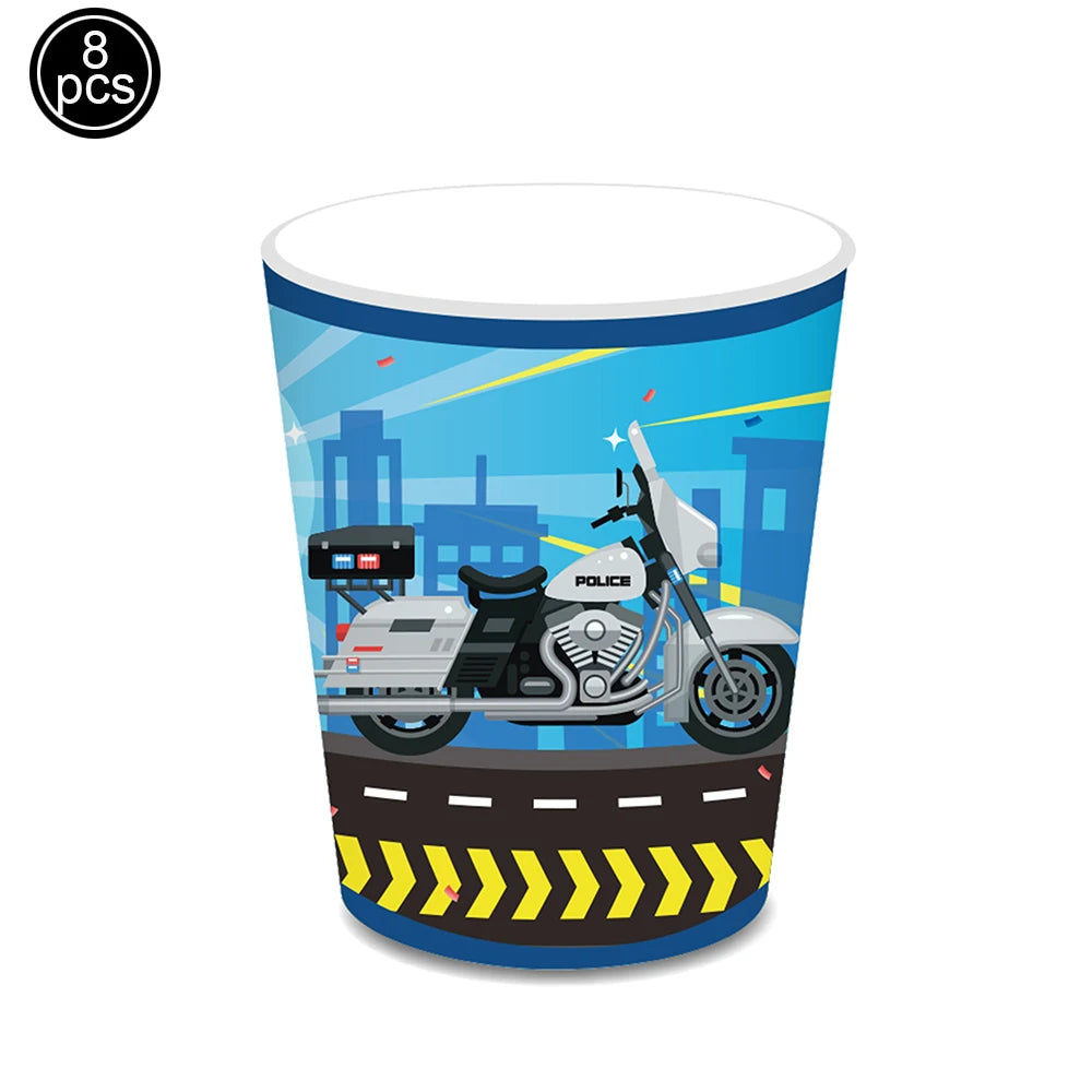 Police Theme Kids Party Supplies – Plates, Cups & Balloons Set Party Supply Set Babs cups As pictures show