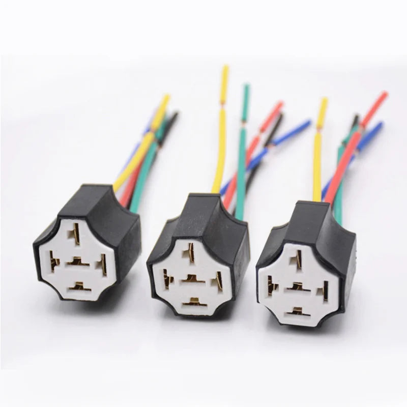 20Pcs 5-Pin Relay Socket Harness Connector DC 12V 24V Car Plug Car Relay Connector Babs