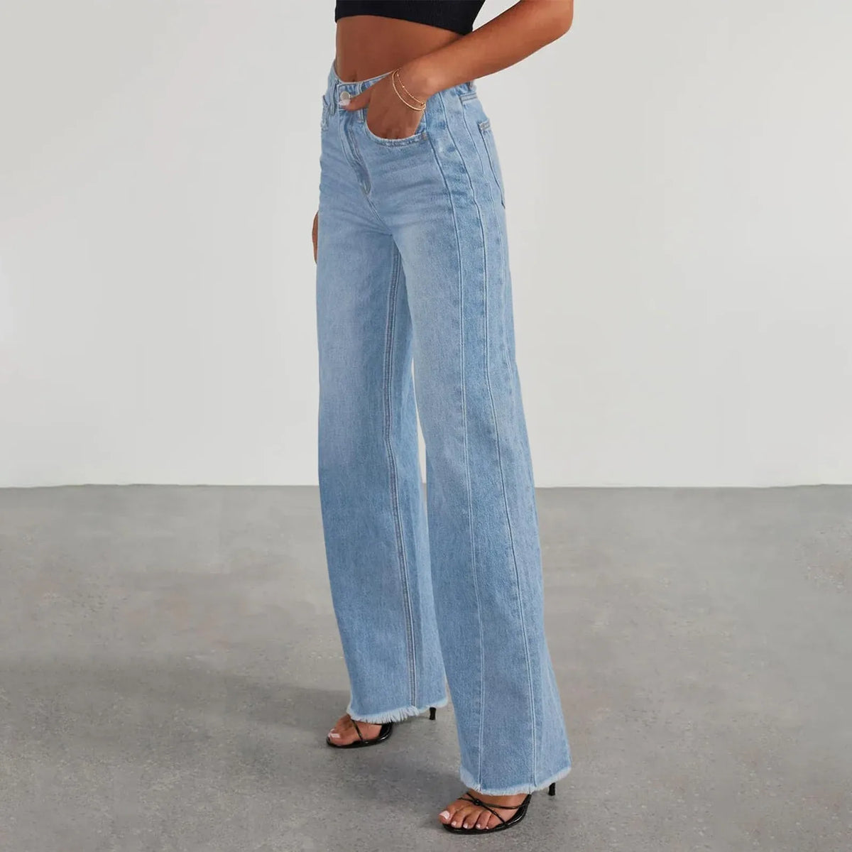 Women's Retro High Waist Straight Leg Distressed Jeans Women's Denim Jeans Babs