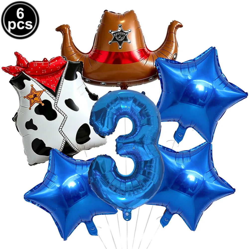 Western Cowboy Foil Balloon Set – 6pc Birthday Party Decor