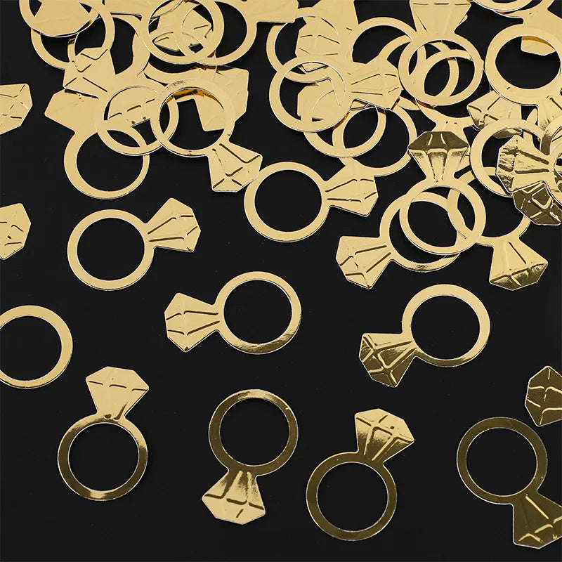 Golden Diamond Ring Confetti for Wedding & Bridal Party (50/100pcs) Party Confetti Decor Babs Gold 50Pcs
