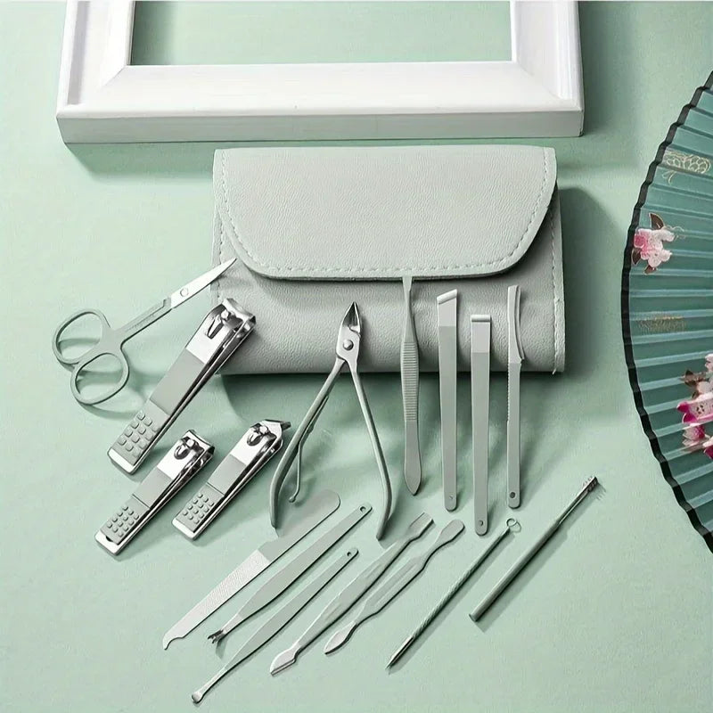 16-Piece Manicure Set – Carbon Steel Nail Tools with Travel Case Manicure Tool Set Babs