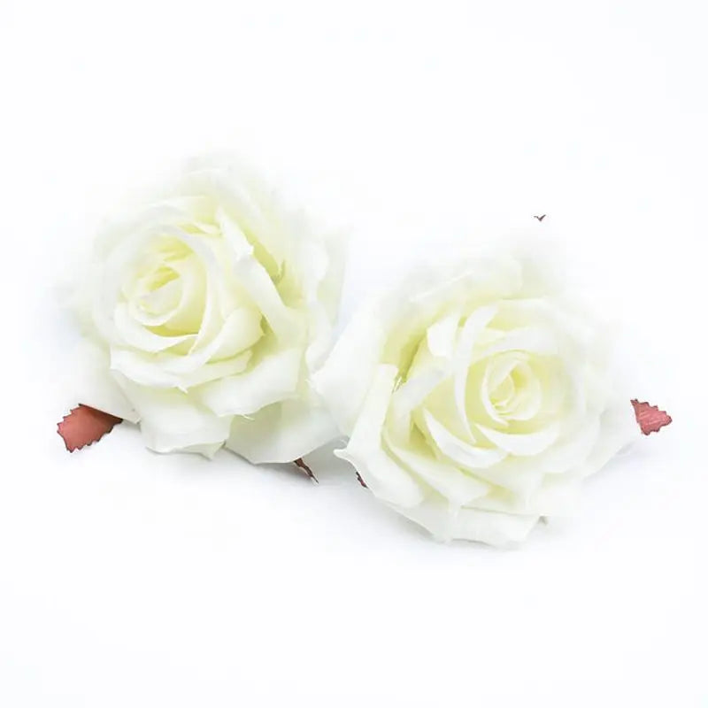Silk Rose Artificial Flower Heads – Wedding & Home Décor Artificial Flowers Babs Milky White 10pcs