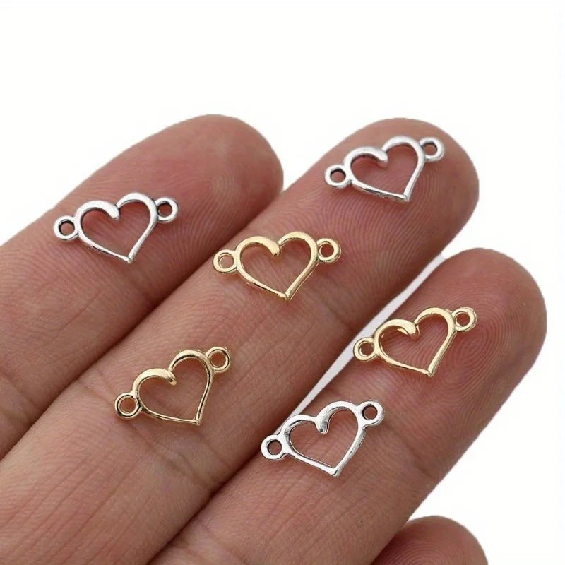 50pcs Silver Plated Heart Charm Connectors – Jewelry Making Jewelry Charm Connectors Babs