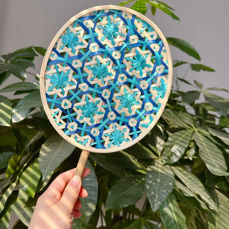 Colorful Handmade Bamboo Woven Fan – Ethnic Style Décor Decorative Hand Fan Babs