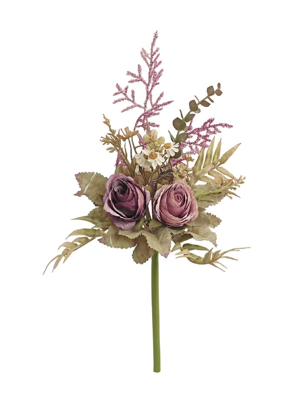 Silk Rose Artificial Flower Bouquet – Wedding & Home Décor Artificial Flower Bouquet Babs PURPLE 1 PC