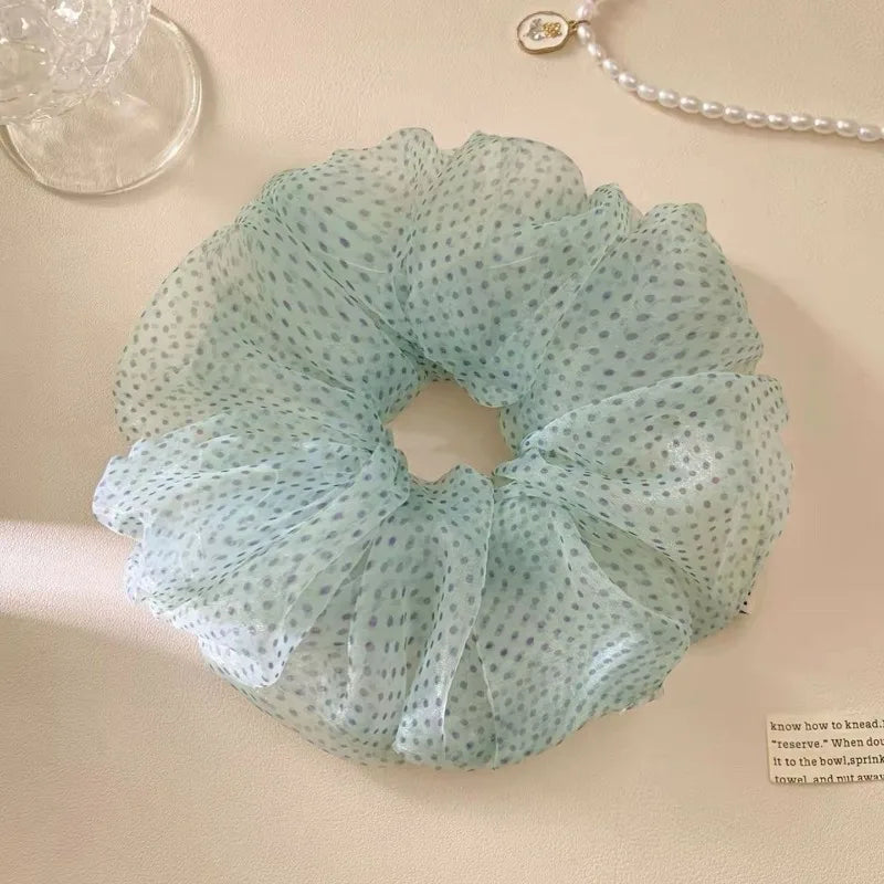 Mint Green Organza Scrunchies – 4-Pack Women's Hair Ties Organza Scrunchie Set Babs A