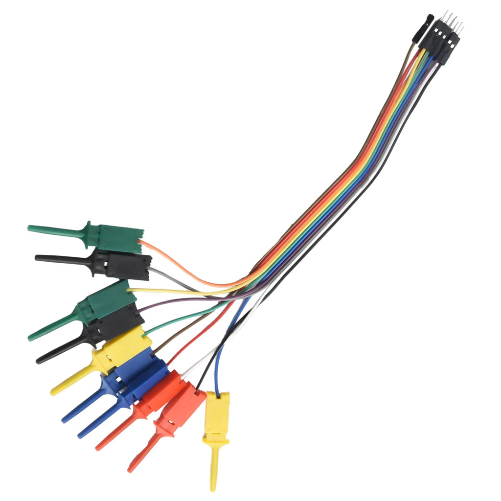 20cm 10-Pin Logic Analyzer Test Hook Clip Cable – 5 Colors Logic Analyzer Probe Babs Male head