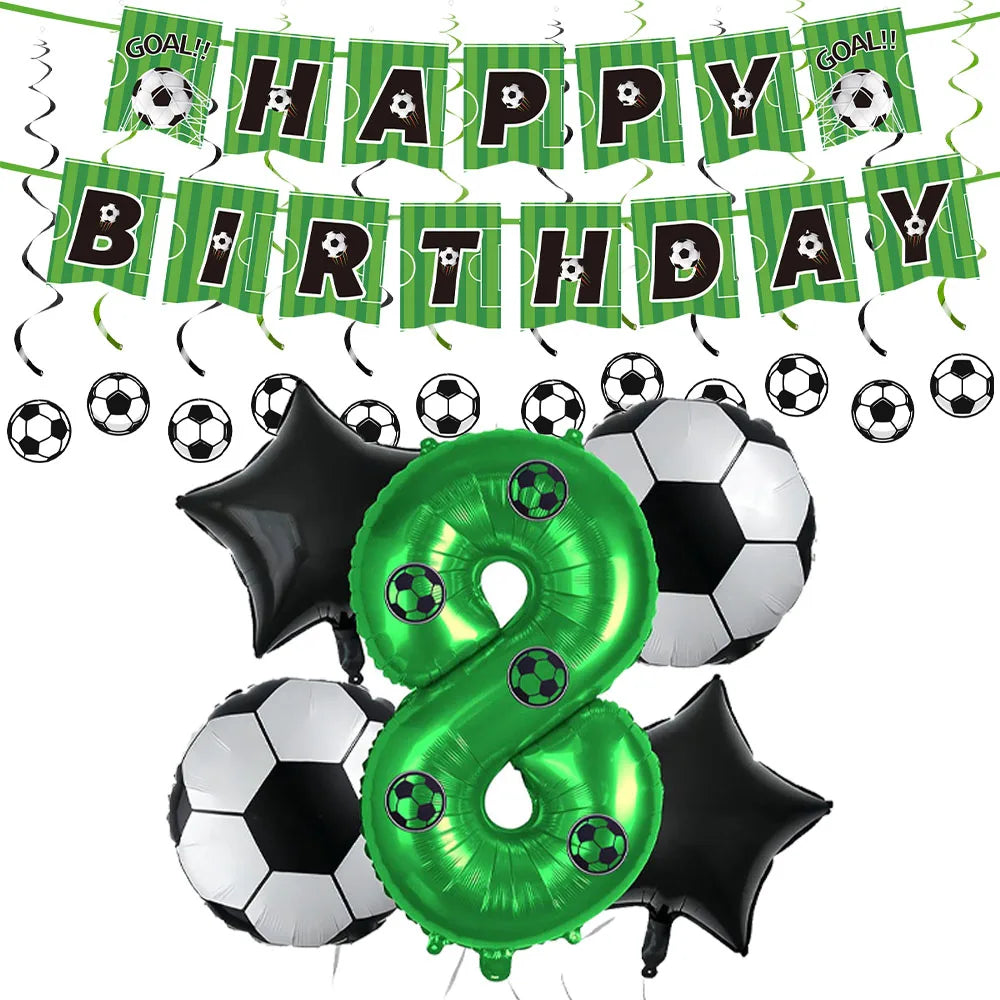 Boy's 8th Birthday Soccer Foil Balloons Party Set Birthday Party Balloons Babs