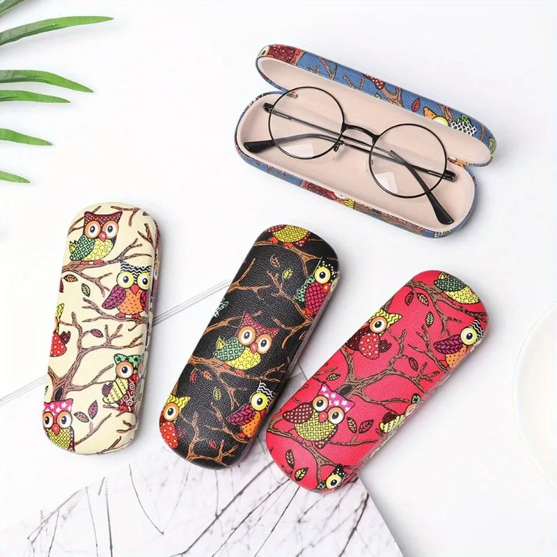 Cute Owl Hard Leather Eyeglasses Case – Portable Glasses Box Eyeglasses Case Babs