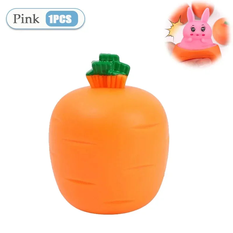 Squishy Carrot Rabbit Squeeze Telescopic Toy – Fun Kids Gift Novelty Squeeze Toy Babs Pink-1PC