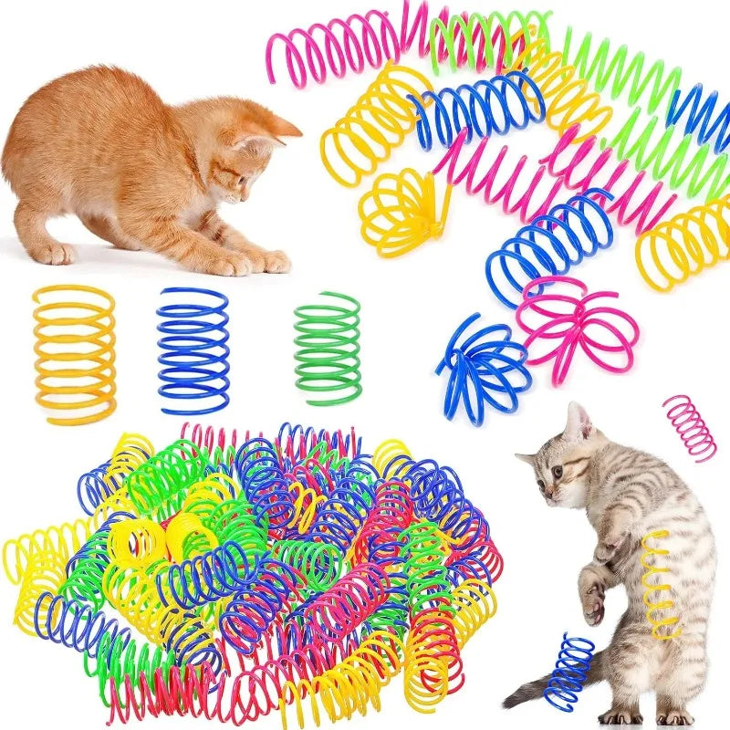 4-Pack Cat Spring Coil Toys – Interactive Kitten Swat & Chase Cat Spring Toy Babs