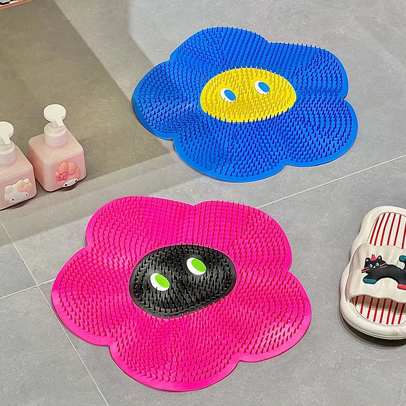 Silicone Flower Foot Scrubber Mat – Non-Slip Massage Shower Pad Foot Scrubber Mat Babs MIX-2PCS