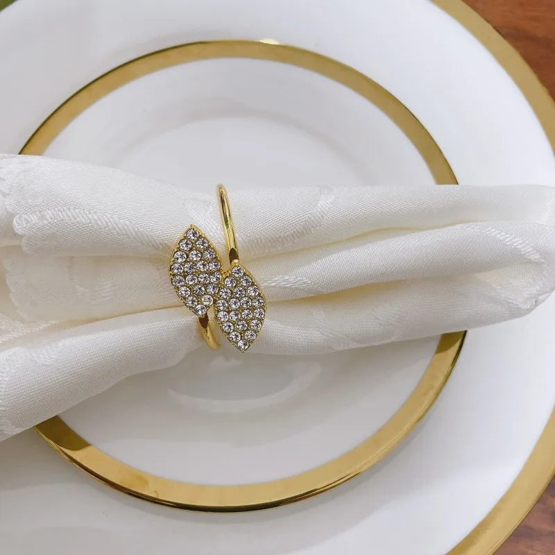 Gold Leaf Metal Napkin Rings Set of 6 or 12 – Wedding Table Décor Napkin Rings Babs