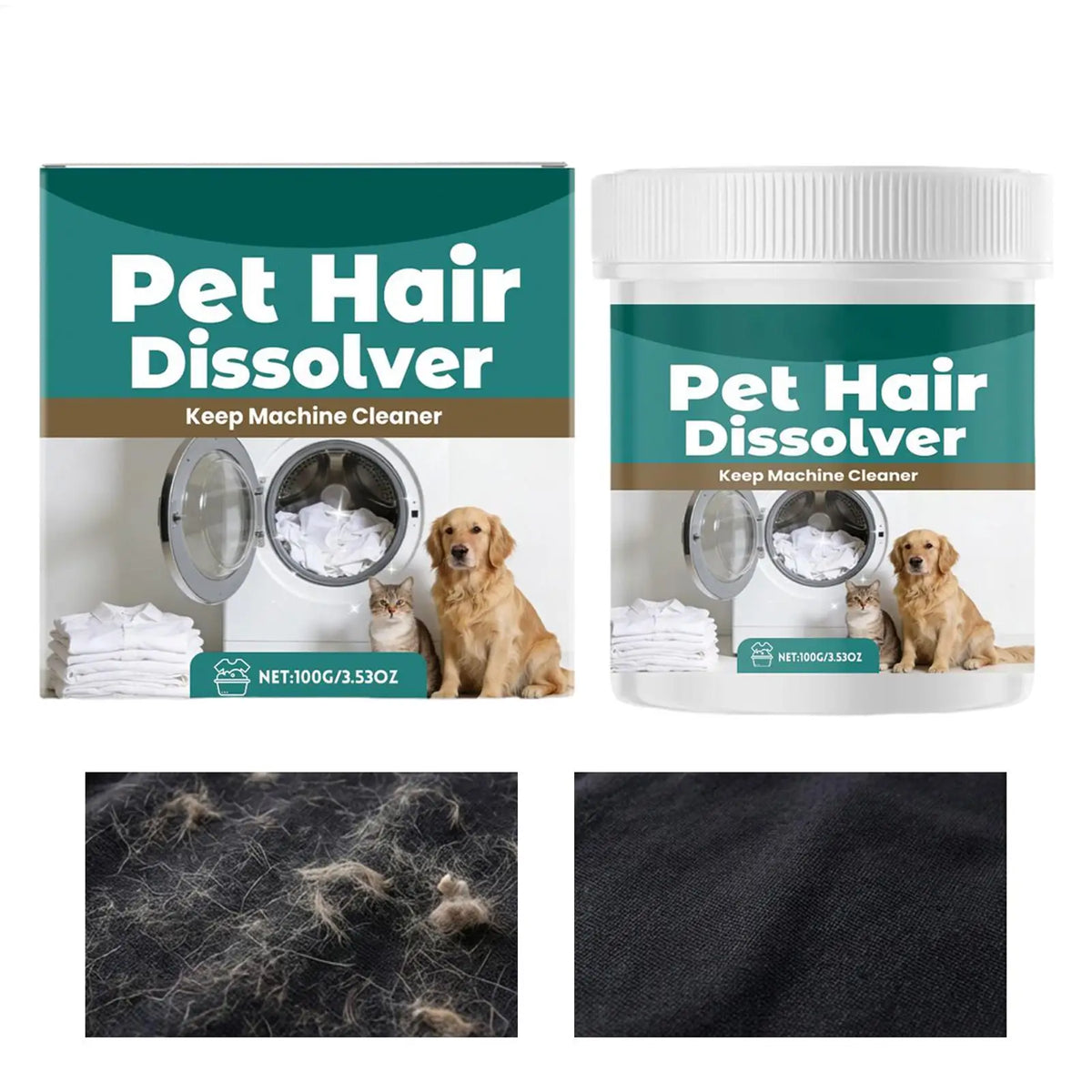 Pet Hair Dissolver Laundry Additive – Dog & Cat Hair Remover Laundry Hair Remover Babs