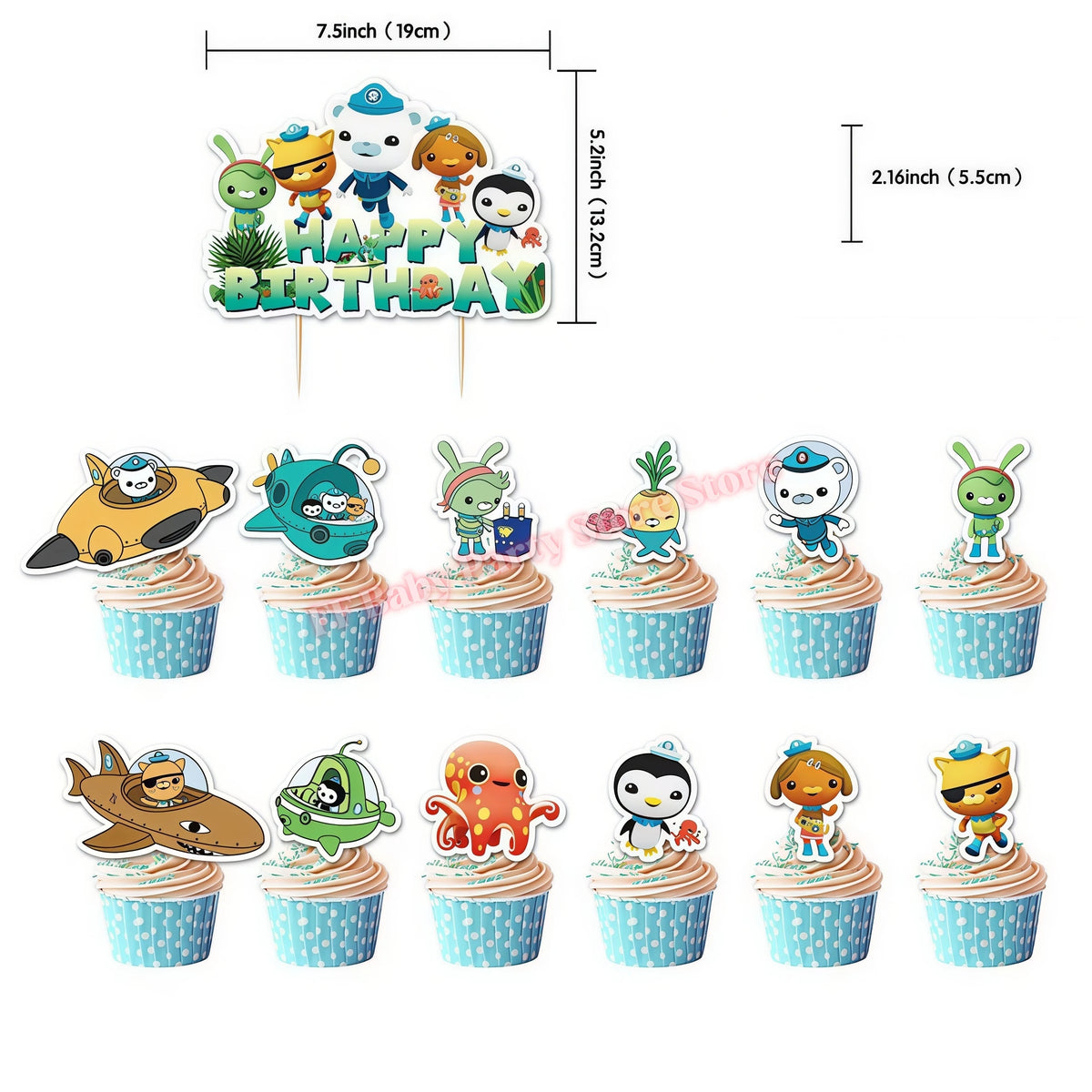 Octonauts Birthday Foil Balloons – Baby Shower Party Decor Party Foil Balloons Babs 13pcs cake topper
