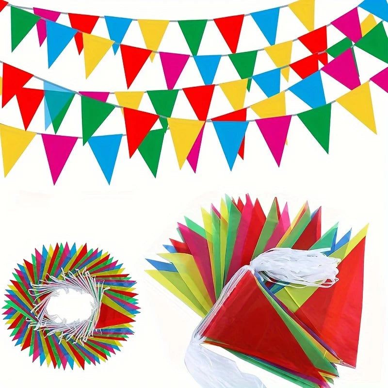 Colorful Triangle Pennant Banner Flags | Party Garland 100-500 Pcs Party Flag Garland Babs
