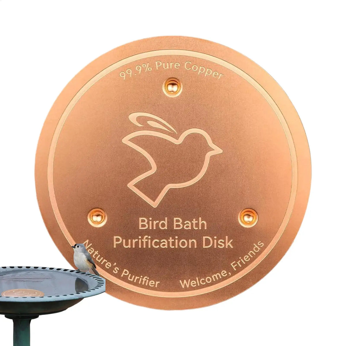 Copper Bird Bath Disk | Triple-Point Outdoor Water Bowl Bird Bath Dish Babs
