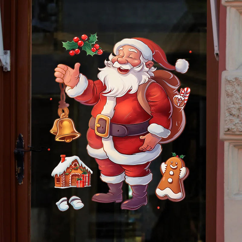 Cartoon Christmas Window Stickers – Santa & Snowman Decals 2025 Window Stickers Babs