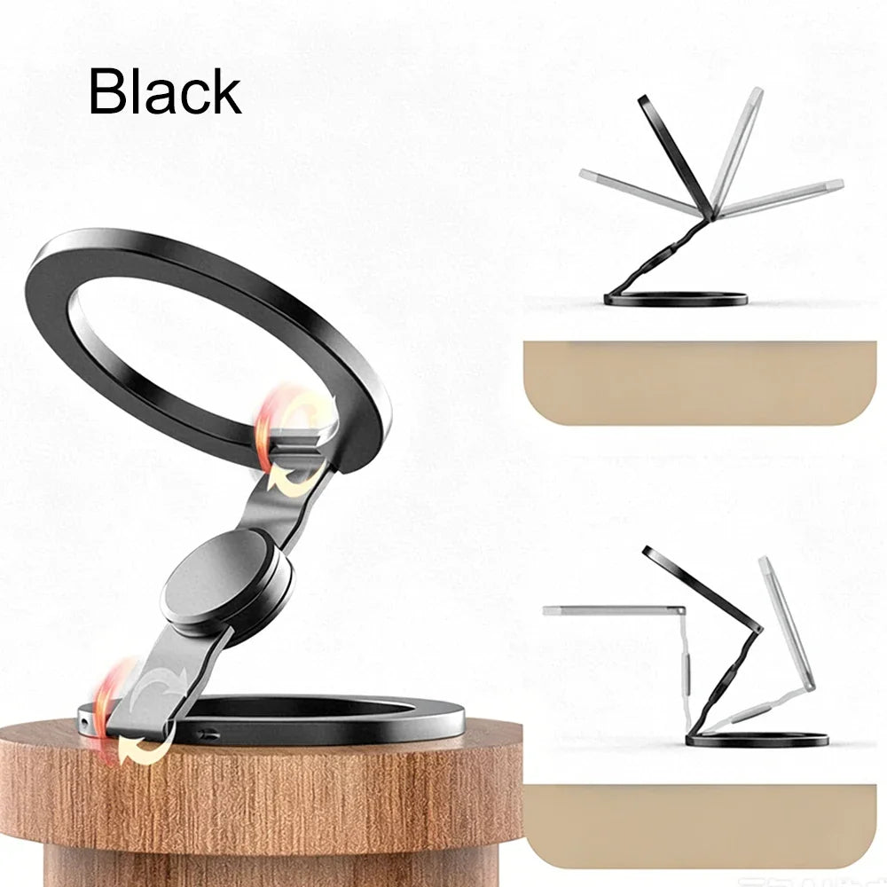 Magnetic Phone Ring Holder Foldable Stand – MagSafe Compatible Phone Ring Stand Babs Black