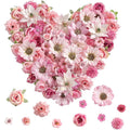 50Pcs Mini Silk Artificial Daisy & Peony Flower Heads for Decor Artificial Silk Flowers Babs Pink
