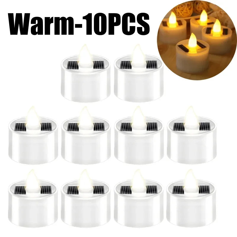 Solar Flameless Flickering Tea Lights for Outdoor & Home Decor Solar Flameless Candles Babs Warm-10PCS
