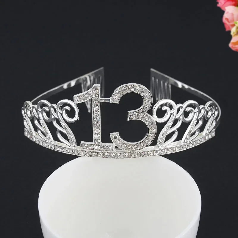 Rose Gold Satin Sash & Crystal Crown Tiara Set – Birthday Party Party Sash & Tiara Set Babs silver crown 13