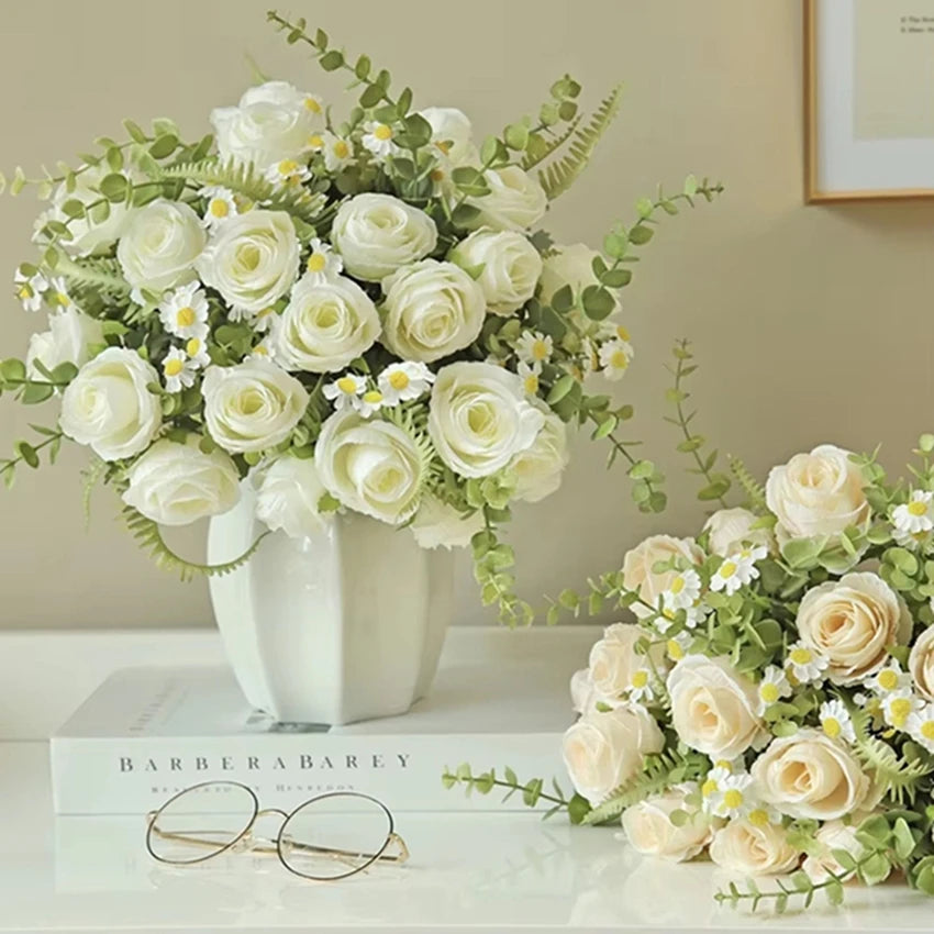 Silk Rose Artificial Flower Bouquet – Wedding & Home Décor Artificial Flower Bouquet Babs