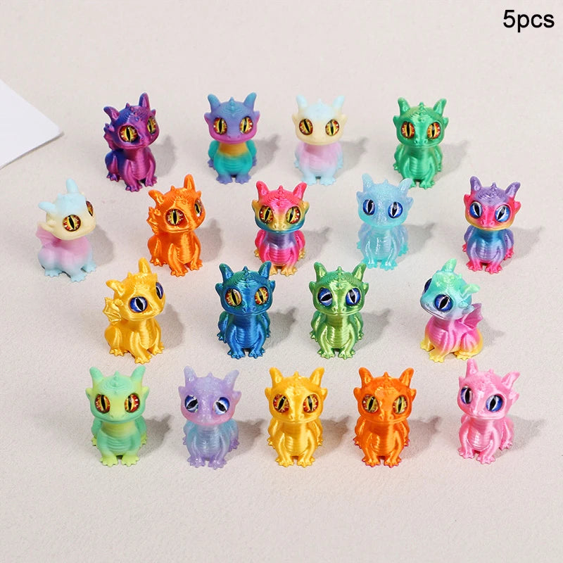 Mini Dragon Figurines 5/10/20Pcs – 3D Printed Party Favors Dragon Figurines Set Babs 5Pcs