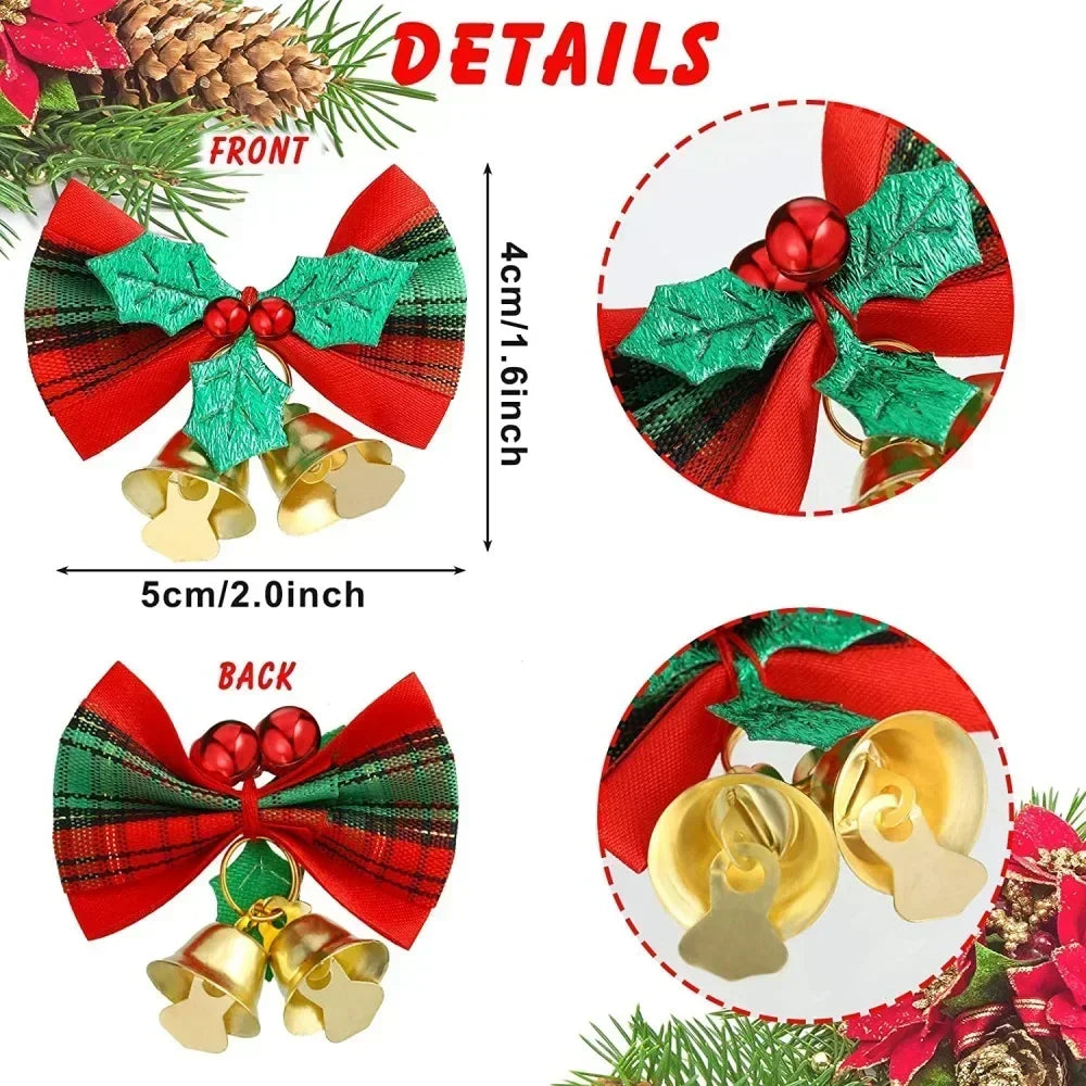 Christmas Bow with Bells Ornament – Tree & Garland Decor Christmas Bow Ornament Babs