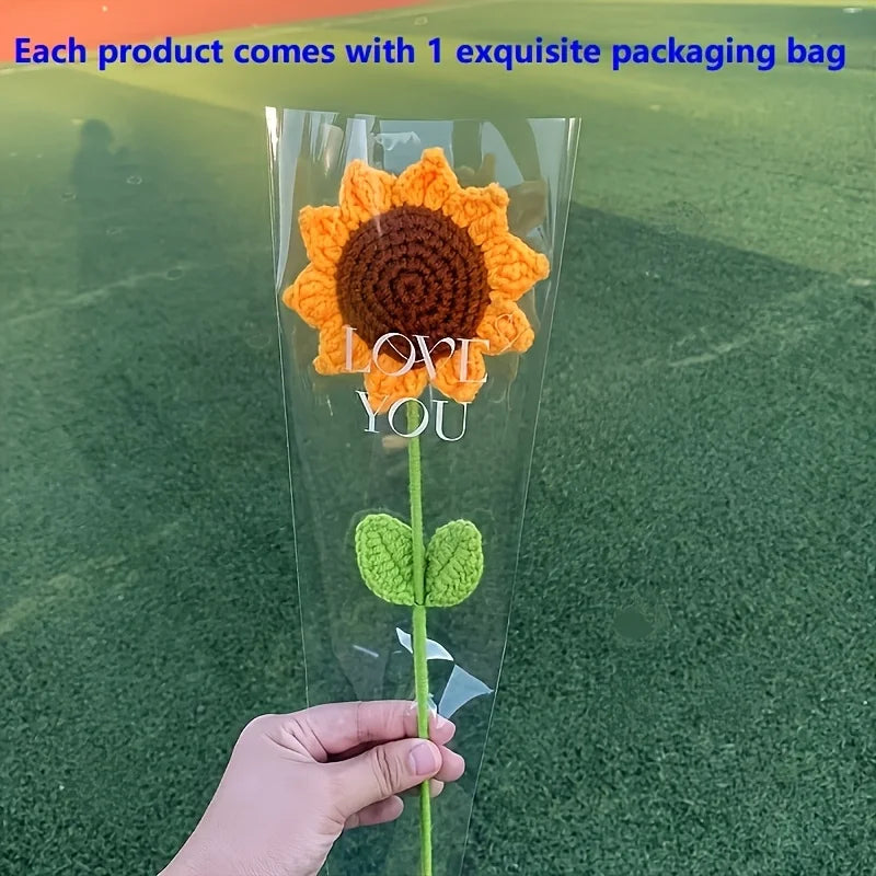 3-Piece Hand Crochet Knitted Artificial Sunflower Bouquet Artificial Flower Bouquet Babs