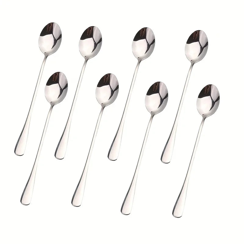 8-Piece Stainless Steel Long Handle Stirring Spoon Set Stirring Spoon Set Babs 8pcs