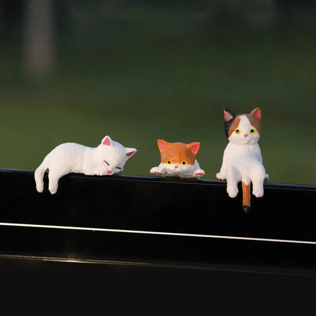 12pcs Mini Sleeping Cat Figurines – Desk, Home & Car Décor Cat Figurine Set Babs