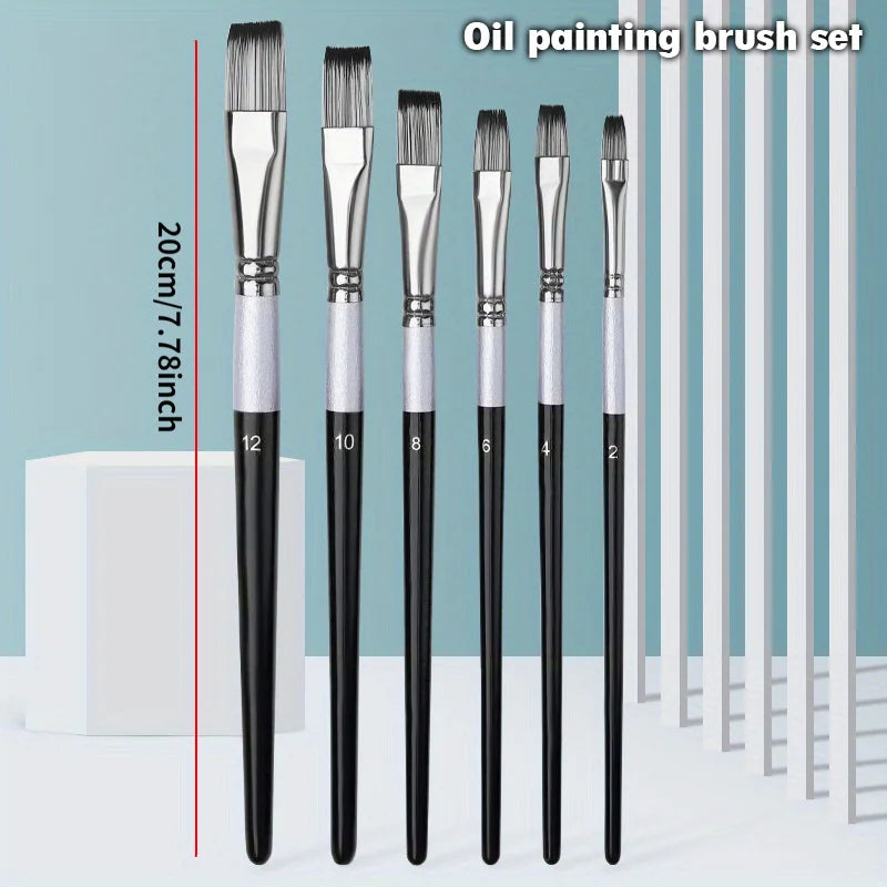 6-Piece Nylon Paint Brush Set – Acrylic, Oil & Watercolor Paint Brush Set Babs
