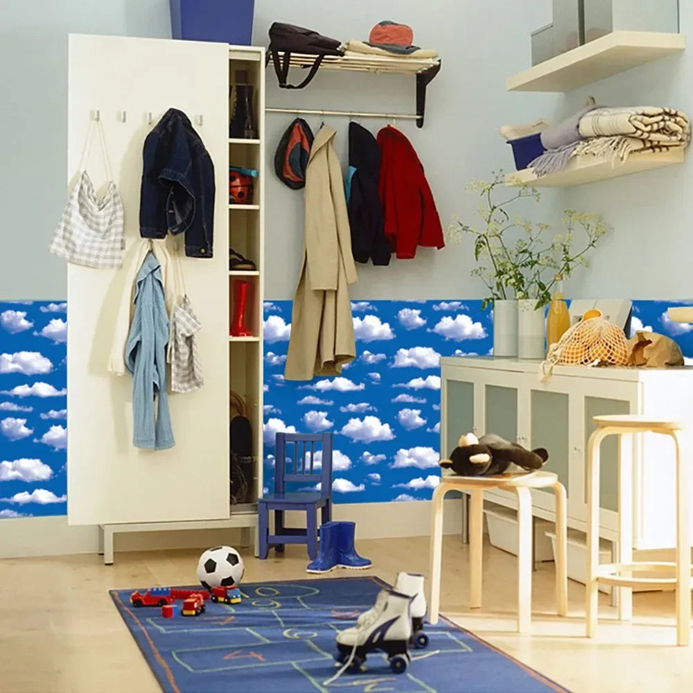 Blue Sky Clouds Peel & Stick Wallpaper – Waterproof PVC Peel & Stick Wallpaper Babs