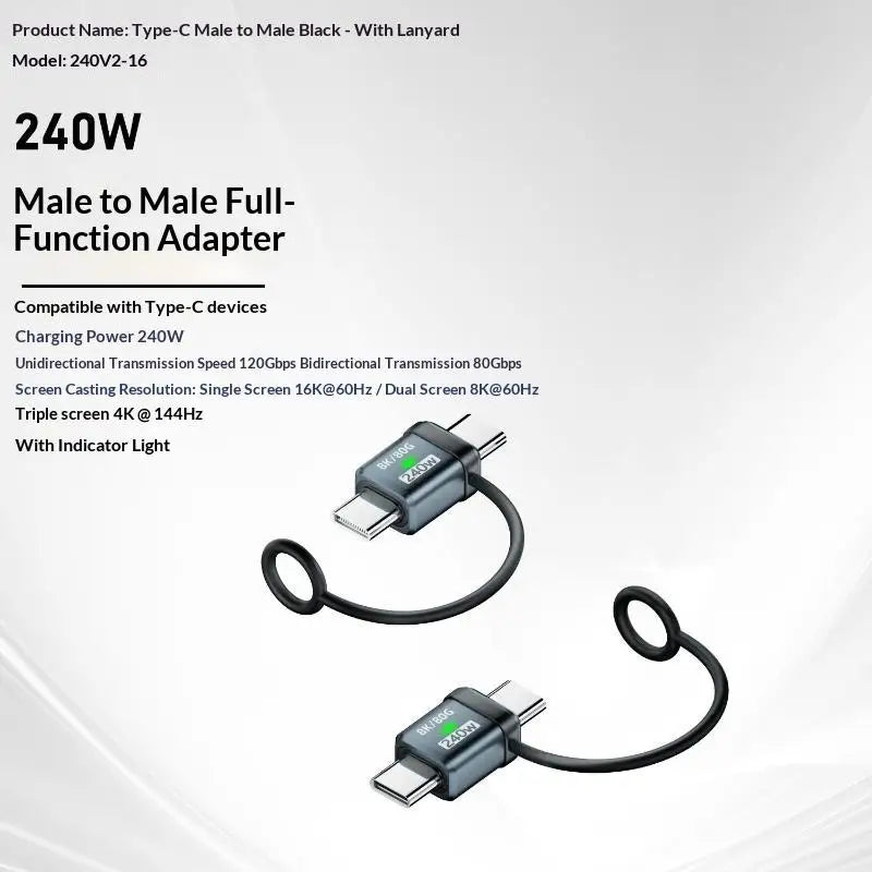 USB4 Right-Angle USB-C Adapter 240W PD 120Gbps 16K Display USB-C Adapter Babs A8