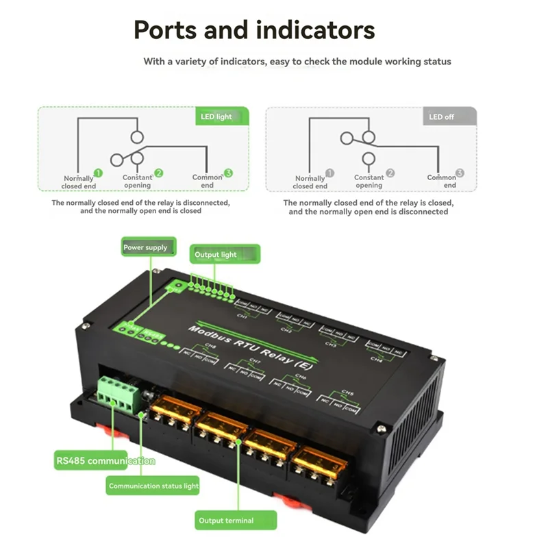 8-Channel RS485 Relay Module Modbus RTU 30A High Current Industrial Relay Module Babs