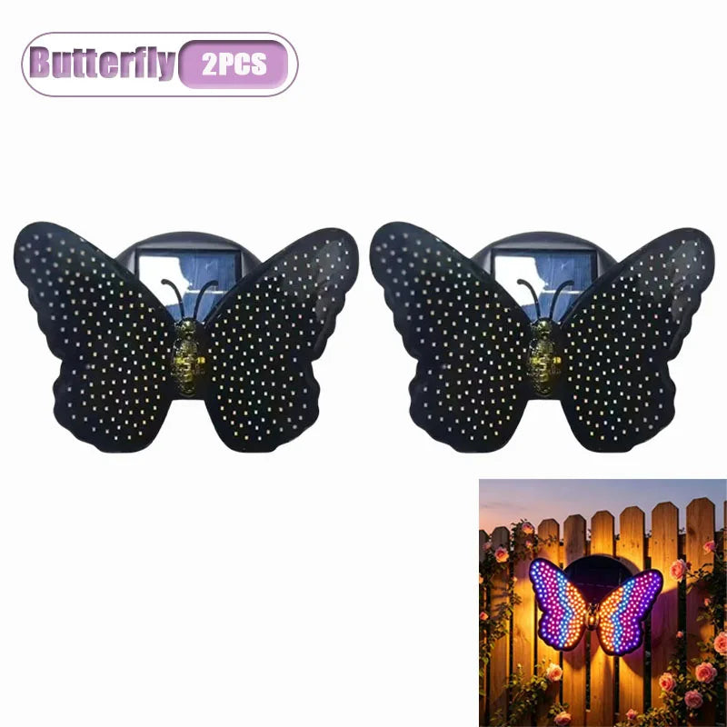 Solar Butterfly Wall Light – 7-Color LED Outdoor Garden Decor Solar Garden Light Babs Butterfly-2PCS