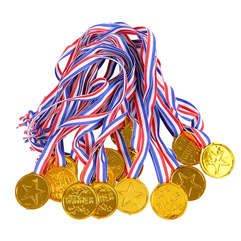 Gold Plastic Award Medals Kids Party Favors – 10/20 Pack Kids Party Medals Babs