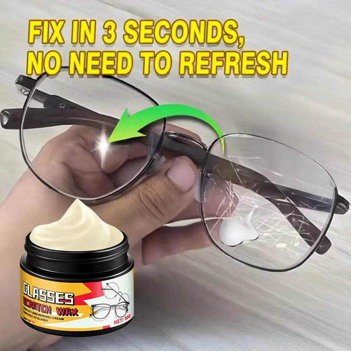 Glasses Scratch Remover Polish 30g + Sponge – Lens & Screen Lens Polish Kit Babs