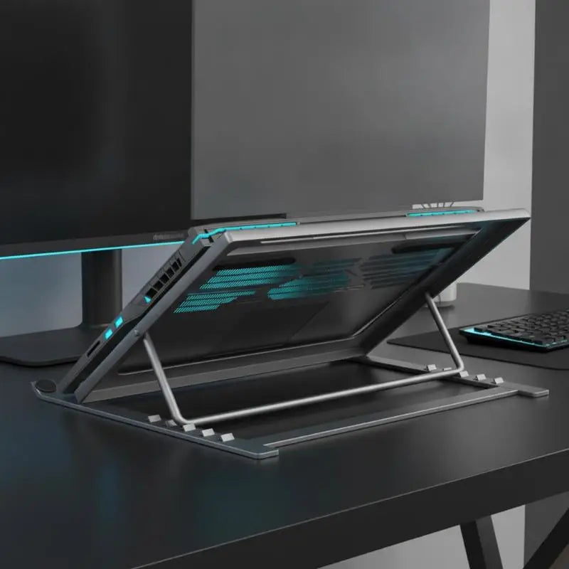 HUXUAN Foldable Iron Laptop Stand | 5 Angles, Anti-Slip Pads Laptop Stand Babs