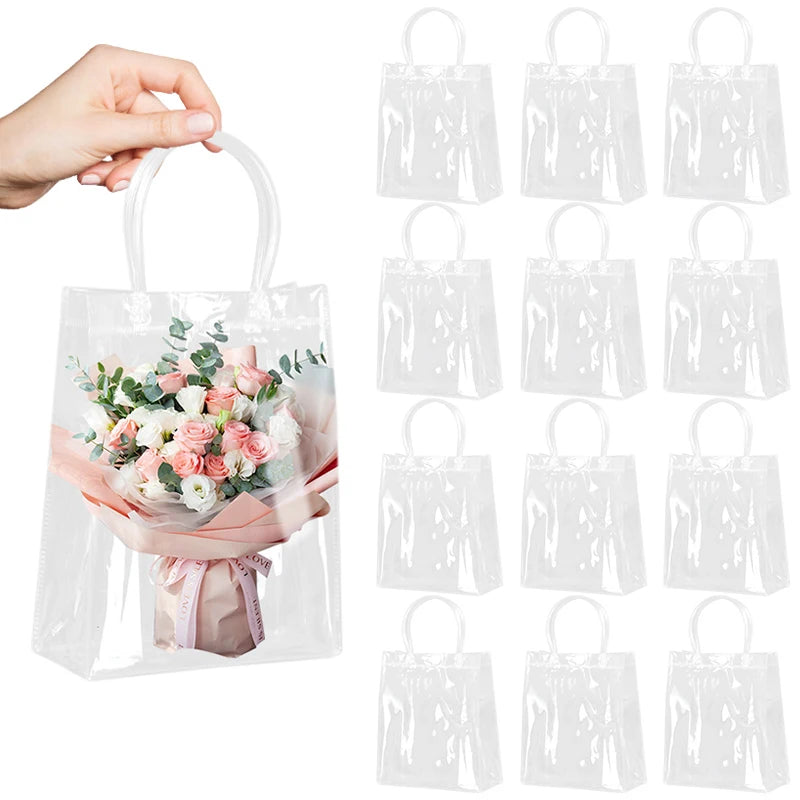 Clear PVC Gift Bags with Handle – Party & Wedding Favors 5/10Pcs Clear Gift Bags Babs