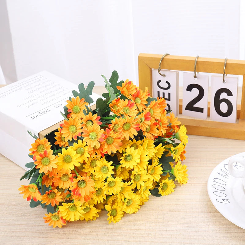 21-Head Silk Daisy Bouquet – Artificial Fall Flowers for Home Decor Artificial Flower Bouquet Babs